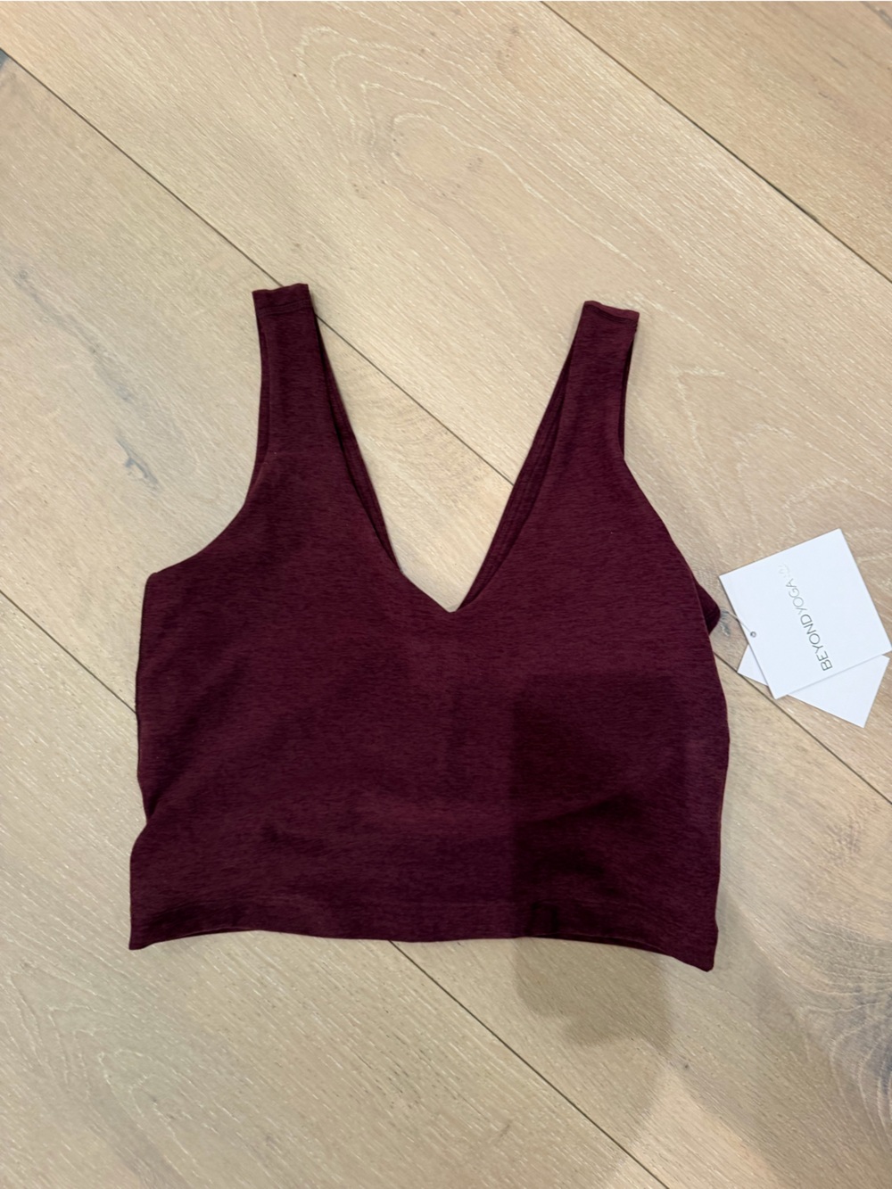Beyond Yoga space-dye burgundy yoga tank with built-in bra
